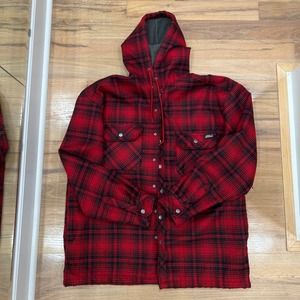 Men's‎ Dickies Red Buffalo Plaid Flannel Hooded Jacket Snap Front 2XL